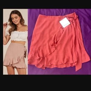 SHOWPO All the Lovers Wrap Skirt BALLET BALLETCORE Size 4 Rust Red Ruffle